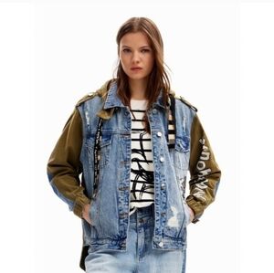 Desigual Olive and Denim Hooded Jacket